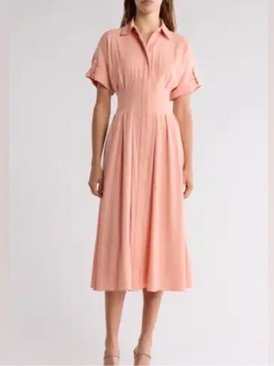Veronica Beard Dresses & Skirts - Veronica Beard Blush Pink Pleated Shirt Dress | Button Front Mid